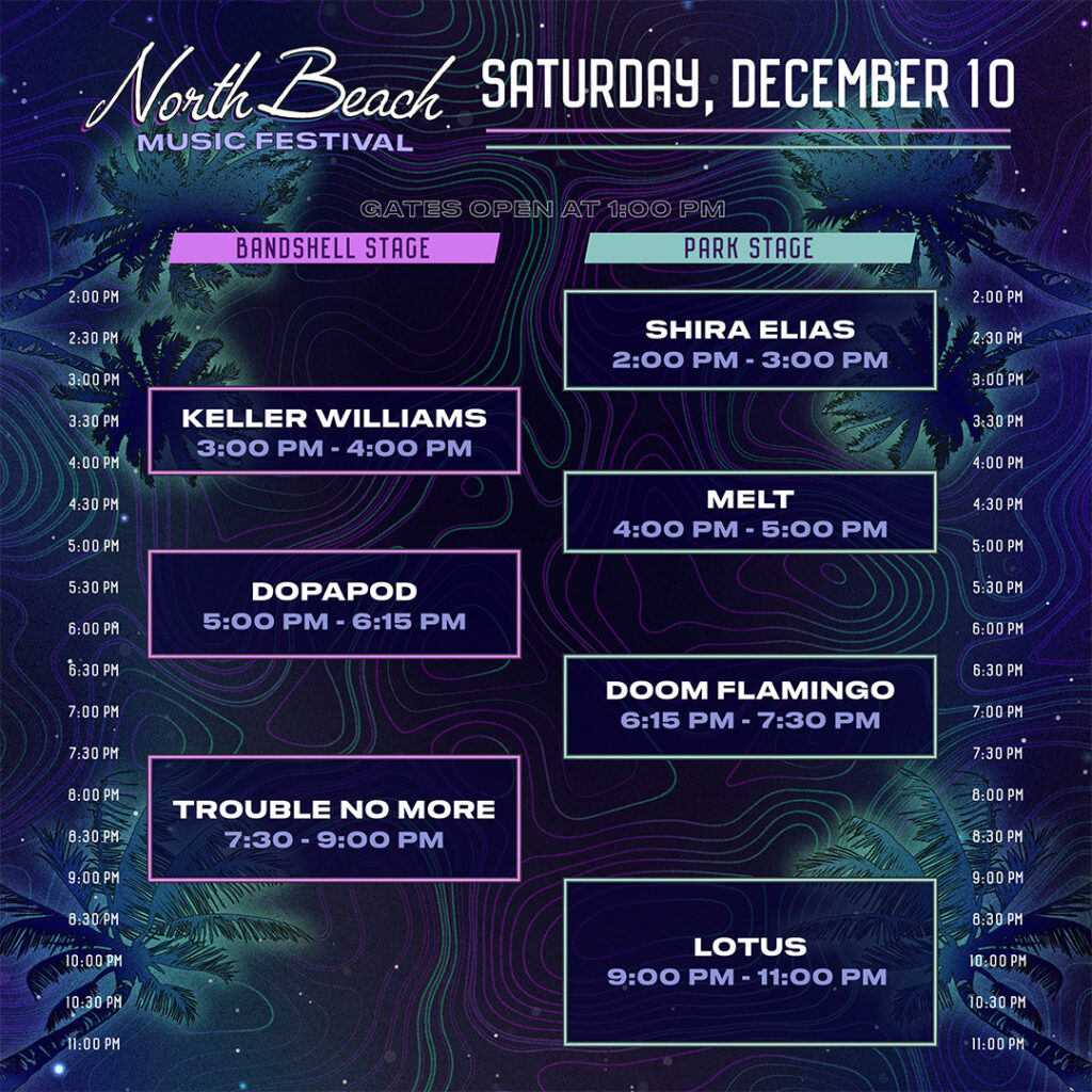 North Beach Miami Music Festival Saturday Schedule 2022